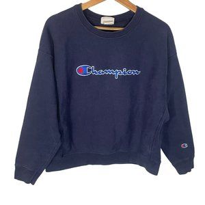 Vintage 90s Y2K Champion Reverse Weave Spell Out Crewneck Sweatshirt Blue XL